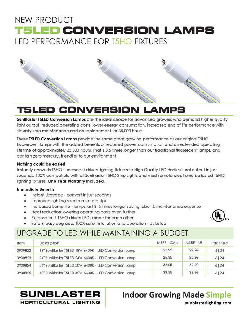 Sun Blaster T5 LED Conversion Bulb 6400K – Hydro-Lite Hydroponics